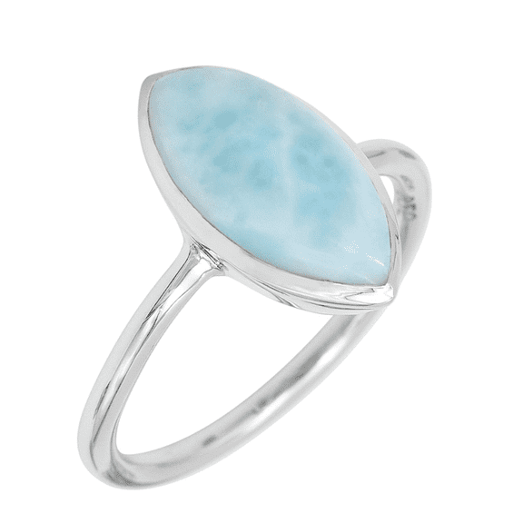 Earth Gems Jewelry 925 Sterling Silver Larimar Marquise Cut Gemstone Ring for Women