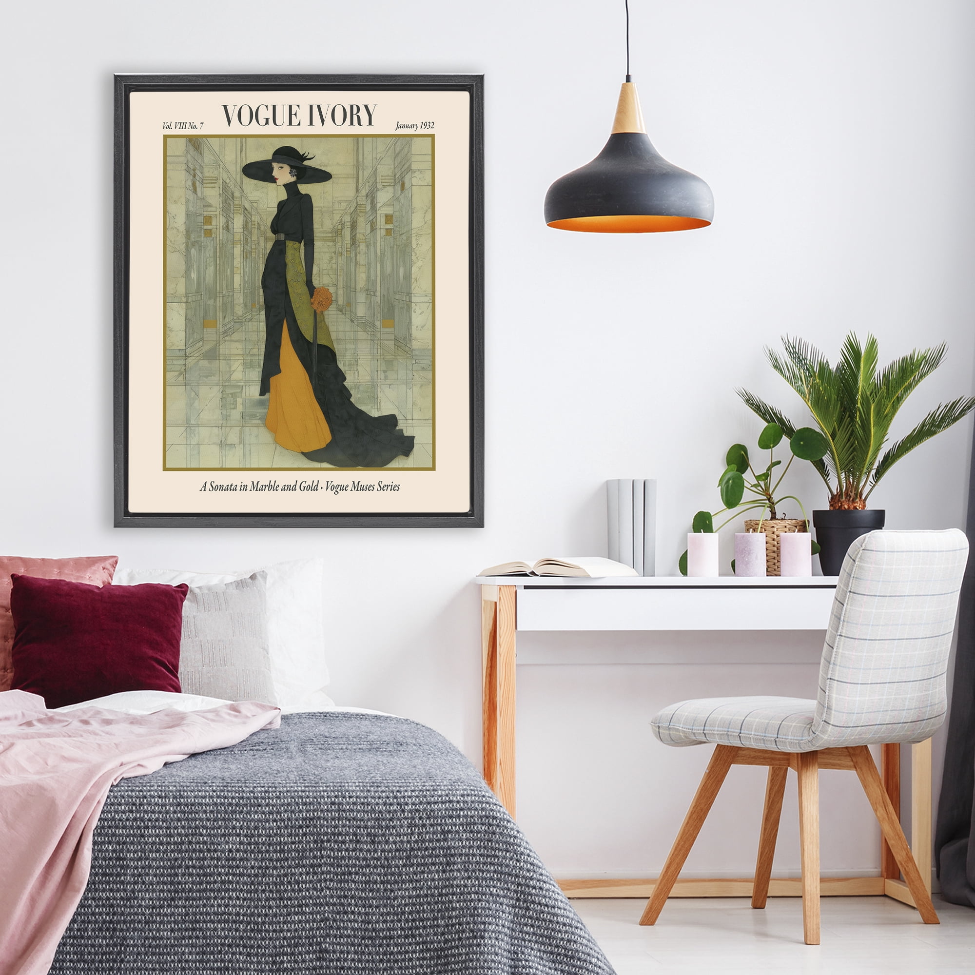 Stupell Industries Ivory Hall Magazine Black Framed Floater Canvas Wall Art, design by A Barefoot Stylist