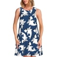 thumbnail image 1 of Vsdgher Robes d'Été Imprimé Requin pour Femmes Robe de Plage Décontractée Col en U Sans Manches Robe d'Été Ample avec Poche, 1 of 7