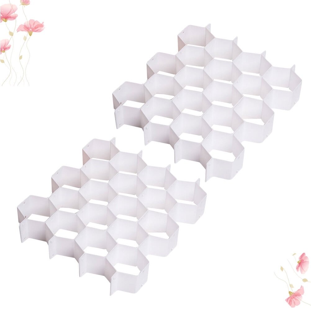 WHAMVOX White Plastic Drawer Organizer with Adjustable Grid Dividers for Storing Socks Underwear in Drawers Closet Dresser