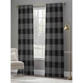 thumbnail image 2 of Pastoral Style Sheer Curtains 84 inches Long 2 Panels Set Black Grey Lattice Tiers Sheers Rod Pocket Small Window Short Curtains for Kitchen Cafe, Each 52" W x 84" L, 2 of 7
