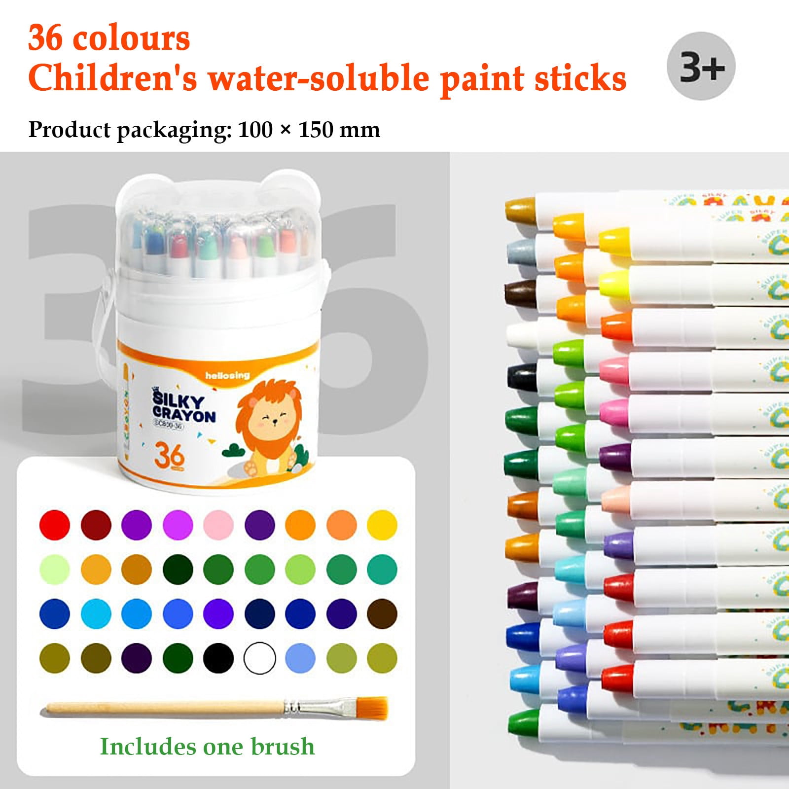 Oil Pastels,36 Pcs Mess‑Free Washable Quick‑Dry Silky Smooth Crayon Sticks Barrel Pack Colorful Non‑Toxic Drawing study Stationery Essentials