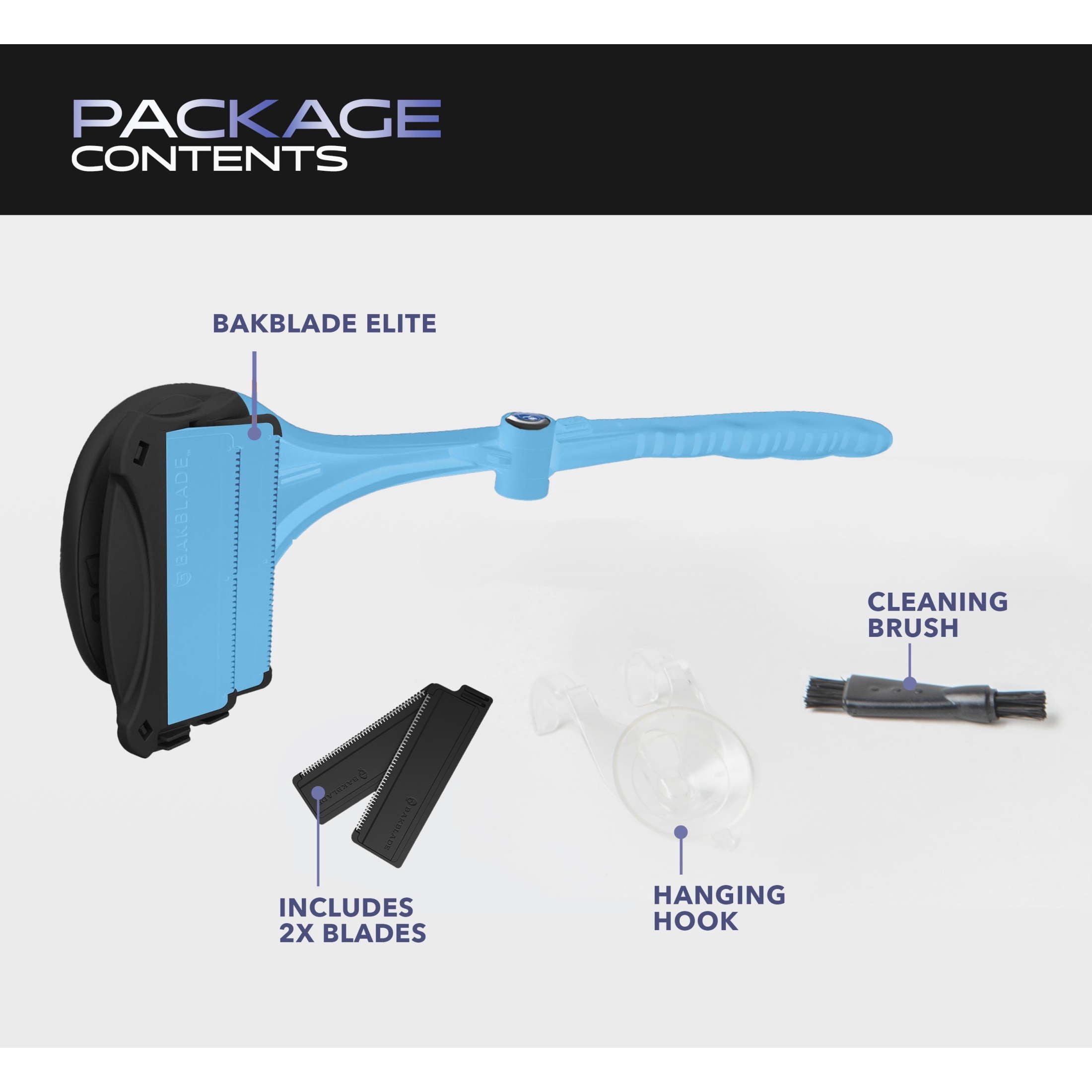 BakBlade 2.0 Mens Back Shaver with 2 Blade Refills, Ergonomic Razor for Wet or Dry Use