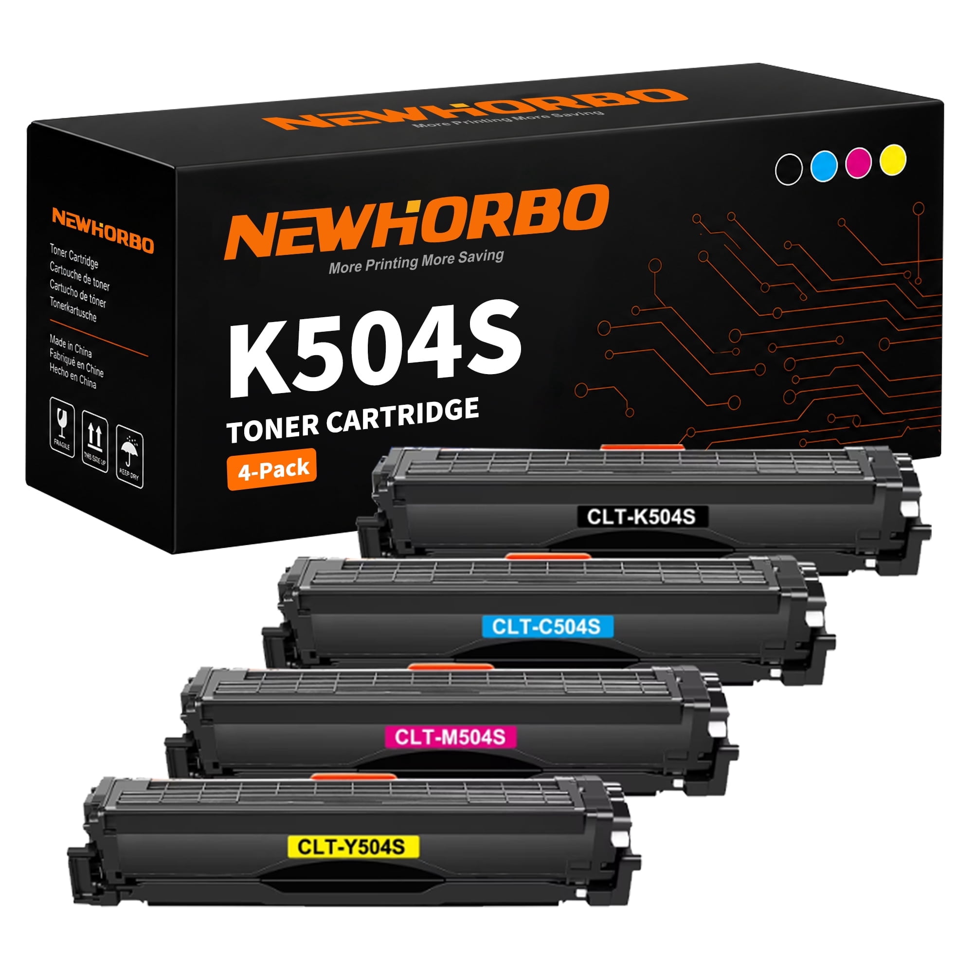 K504S CLT-C504S CLT-M504S CLT-Y504S Toner Cartridge Compatible with samsung clt y504s toner CLP-415NW CLX-4195FN 4195FW Xpress SL-C1810W C1860FW Printer(4 Pack)