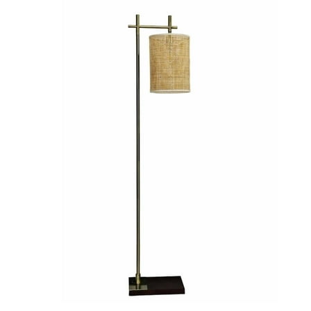 Jan Floor Lamp with Rattan Shade and Brass Frame