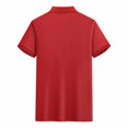 thumbnail image 3 of Timegard Womens Tops Lapel Neck Button Short Sleeve Basic Tee Shirts Solid Color Work Casual Loose Top, 3 of 8