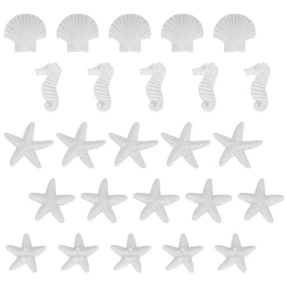 RENACLIPY Ocean Theme White Resin Hanging Ornaments Set with Seahorses, , Seashells for Coastal Beach Home Decoration