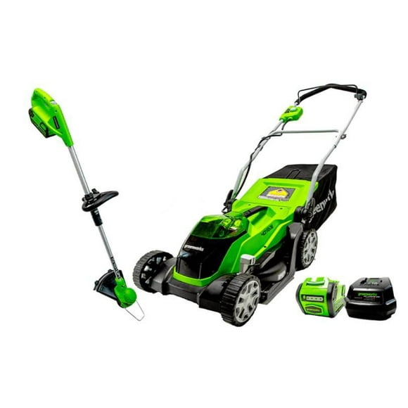 Greenworks 40V 14" Lawn Mower + 12" Trimmer, 4.0AH Battery and Charger Included