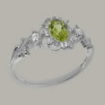thumbnail image 3 of LBG British Made 14k White Gold Natural Peridot & Diamond Womens Promise Ring - 33 size options - Size 9.5, 3 of 8