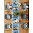 thumbnail image 6 of Summer Ocean Seashell Table Runner, Blue Sea Shell Starfish Coral Linen Cotton Linen Kitchen Table Decoration Washable Dining Tabletop Runners for Home Party Decor 13x60 Inches, 6 of 9