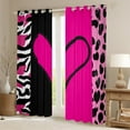 thumbnail image 2 of Love Heart Window Curtain,Fashion Valentine's Day Romantic Lovers Curtain for Adults Teens ,Rose Pink Zebra Leopard Stripes Patchwork Window Drapes of 2 Panels,38Wx54L Inches, 2 of 6