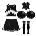 thumbnail image 5 of renvena irls Cheer Dance Costume Halloween Sleeveless Crop Top Pleated Skirt Cheerleading Uniform Dress A Black&White 10, 5 of 7