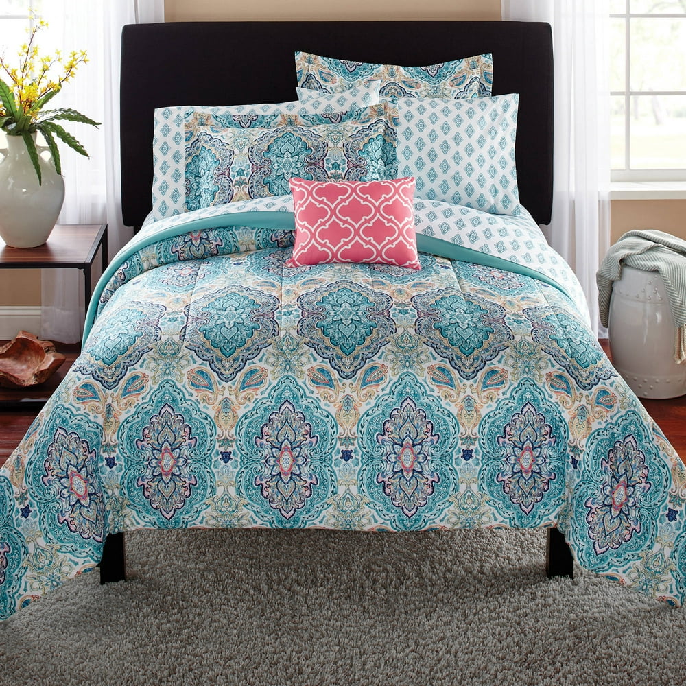 Mainstays Monique Paisley Complete Bedding, Queen - Walmart.com