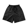 thumbnail image 4 of IYTR Mens Shorts Casual Outdoor Athletic Shorts Summer Solid Color Drawstring Elastic Waist Shorts Lightweight Straight Shorts Black M, 4 of 4