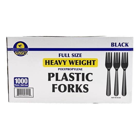 Sunset Black Plastic Forks | Full Size | Heavy Weight | 1000 Count