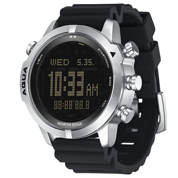 Men Digital Analog Watch Diving Watch Steel Business Wrist Watch Altimeter Compass 100m Waterproof
