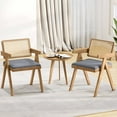thumbnail image 2 of Costway Set of 2 Rattan Accent Chairs Fabric Dining Chairs Modern Living Room Chairs Gray, 2 of 10