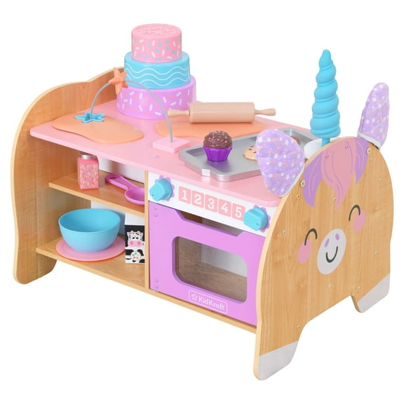 KidKraft Foody Friends: Baking Fun Unicorn Wooden Toddler Activity Set
