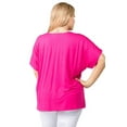 thumbnail image 3 of YELETE Women's Short Sleeve V-Neck Oversized Top, Fuchsia 3XL, 3 of 4
