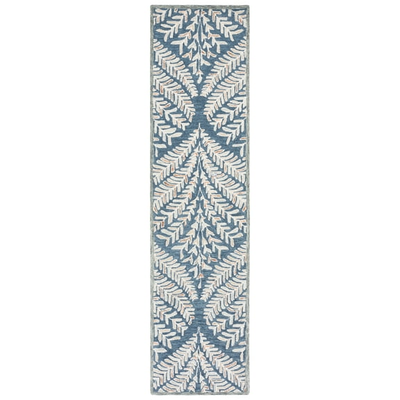 SAFAVIEH Capri Proinsias Leaves Wool Runner Rug, Grey/Ivory, 2'3" x 9'