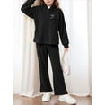 thumbnail image 2 of OYYN Girls Graphic Jogging Suits Sweatsuits 2 Piece Set Oversized Hoodie and Sweatpants Clothes (Black 5-6 Years), 2 of 7