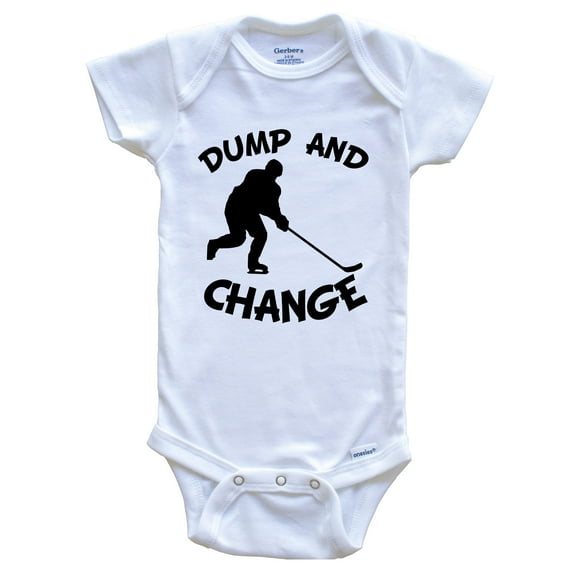 Dump And Change Funny Hockey Baby Bodysuit, 0-3 Months White