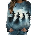 thumbnail image 2 of VKOYWKM Halloween Chandail en Molleton pour Femmes Col Rond Chandail en Molleton Graphique Sorcière Effrayante Chandails en Molleton Manches Longues Chandail d'Automne Hauts Halloween, 2 of 6