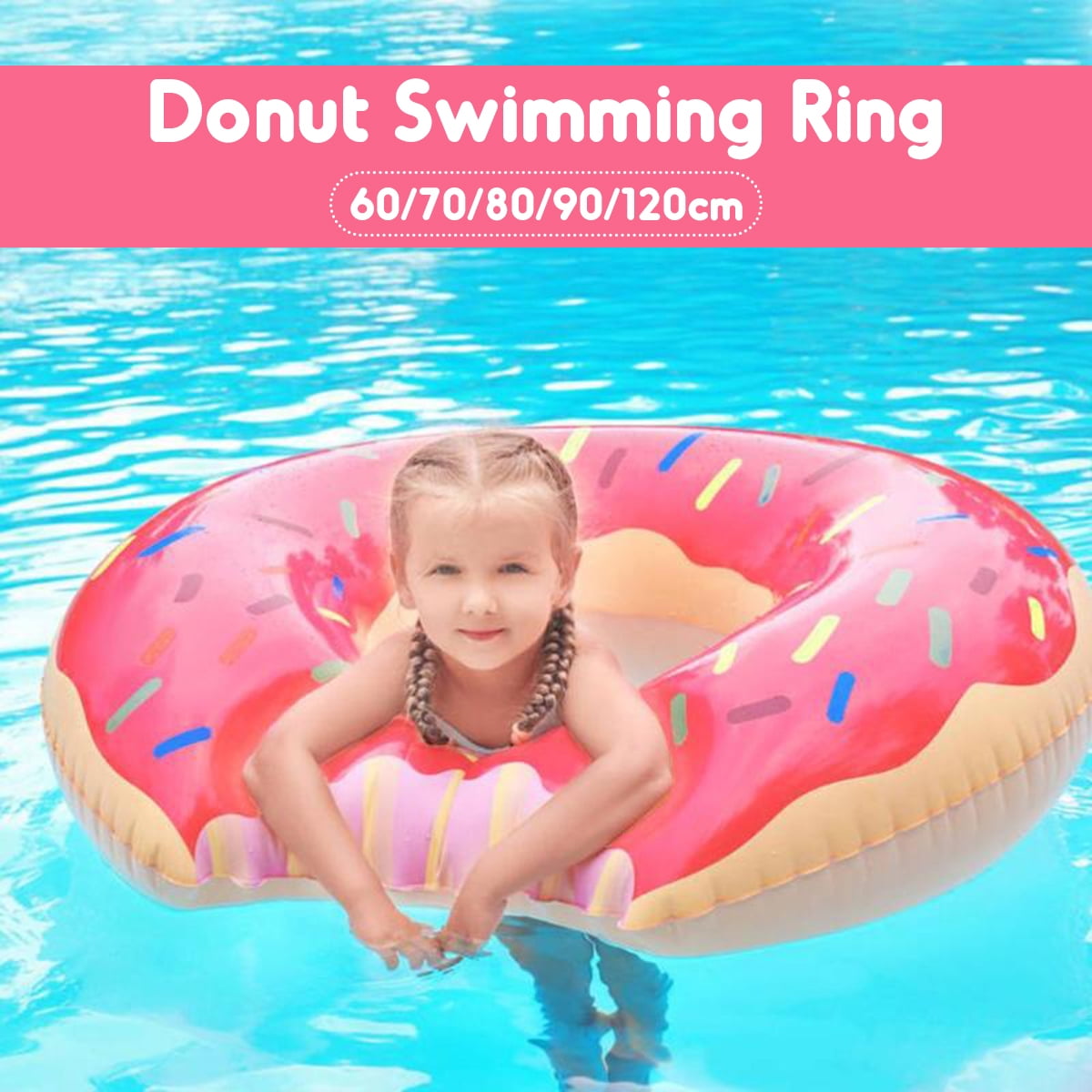 Pink Inflatable Donut Ring 20"-48" Tube Pool Float Beach Swimming Lilo Swim 