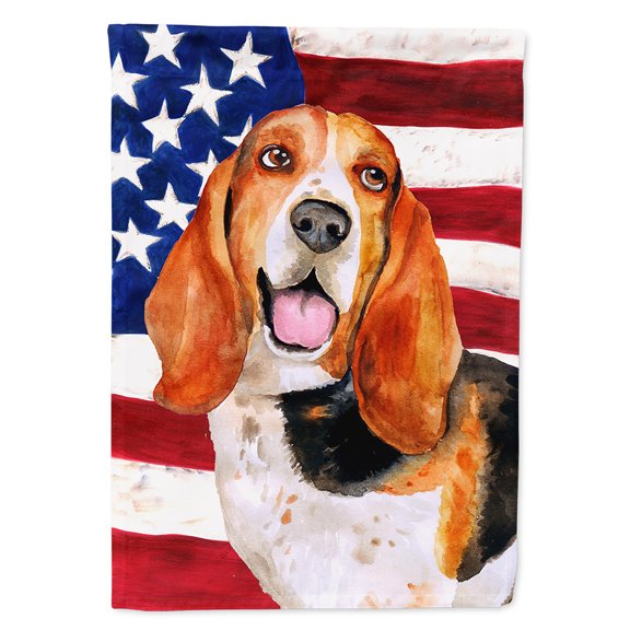 Carolines Treasures BB9704CHF Basset Hound Patriotic Flag Canvas House Size  Large multicolor