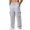 thumbnail image 5 of ThriftyPlait Mens Wide Leg Cargo Jogger Sweatpants Casual Elastic Drawstring Waist Multi Pocket Pants Straight Fit Daily Walking Outdoor Pants, 5 of 9