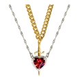 thumbnail image 2 of Couple Necklace Cubic Zirconia Heart Matching Necklace Romantic Through The Heart Couple Jewelry for Him Her Valentine's Day Gift, 2 of 8
