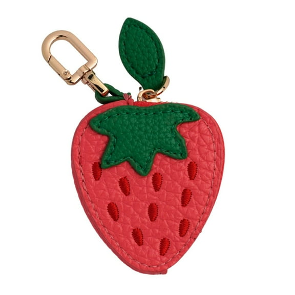 Strawberry Fruit Bag Charm Cute Mini Coin Purse Keychain, Mini Leather Coin Pouch Change Purse for Backpack Decoration, Christmas Gifts for Women and Girls