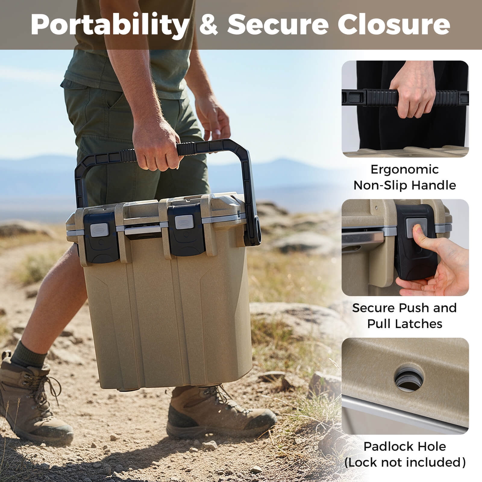 Costway 21 QT Ultra-Light Injection Molded Cooler with Swing-up Handle & Bottle Opener Coffee