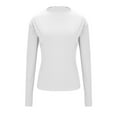 thumbnail image 5 of SwiftWear Women's Mock Neck Turtleneck Tops Ribbed Knit Ruffle Detail Long Sleeve Shirt Slim Fit Stretchable Base Layer Casual Tee, White, 5 of 7