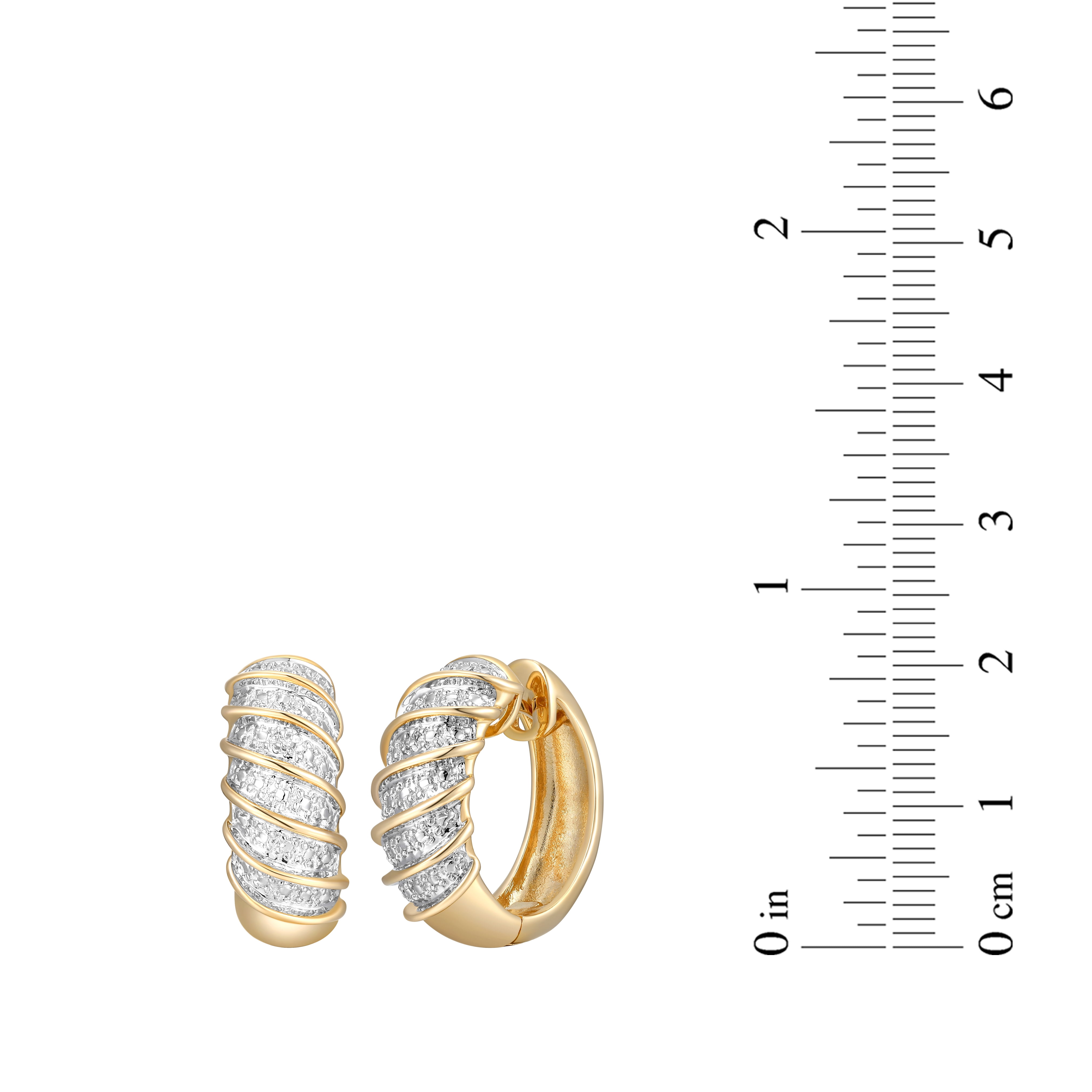 Forever Facets Diamond Accent Wide Swirl Hinged Hoop Earrings in Two-Tone Rhodium over Bronze, Adult Female