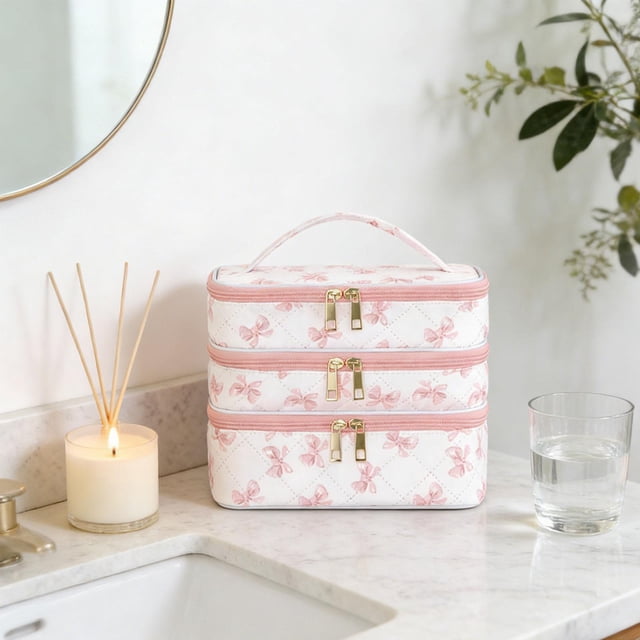 Neceser de viaje para baño, organizador de cosméticos, resistente al agua, con cremallera, para mujer, bolso de mano para brochas de maquillaje, para Arco