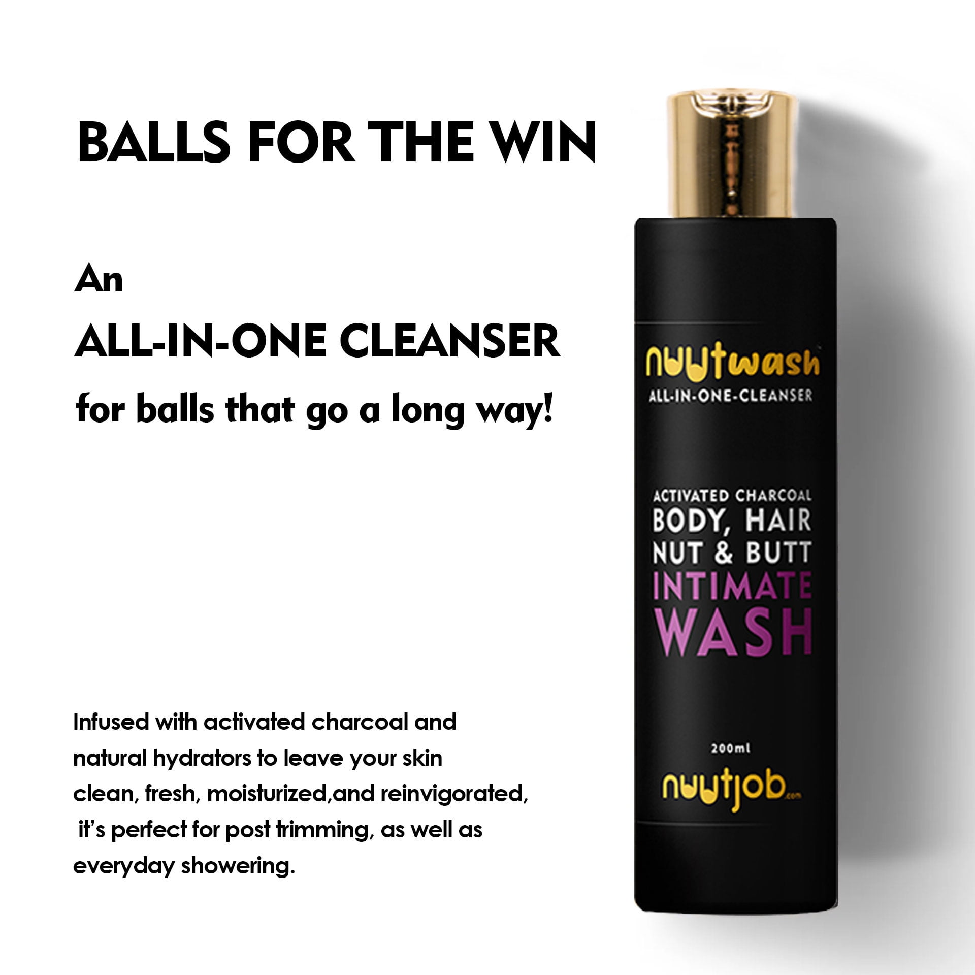 Nuutjob All in 1 Men's Body Wash, Shampoo and Intimate Wash with