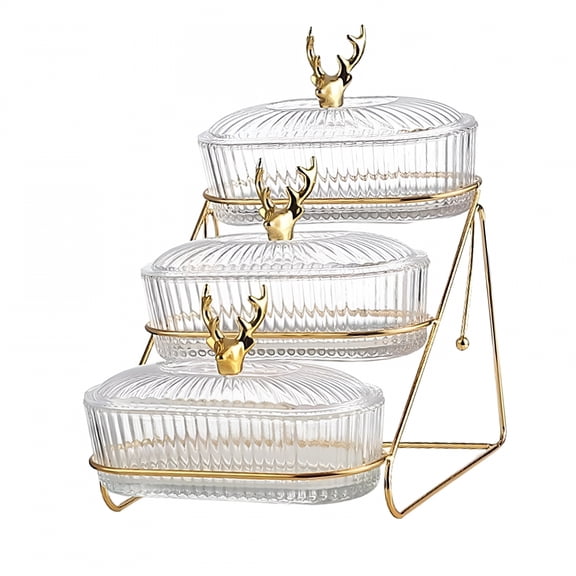 ACDANC Dried Fruit Plate Multi Use Appetizer Serving Tray 3 Tiers