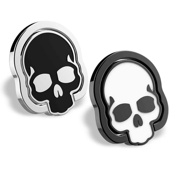 Cell Phone Skull Ring Grip, Set of 2 360° Adjustable Ring Holders for Cell Phone