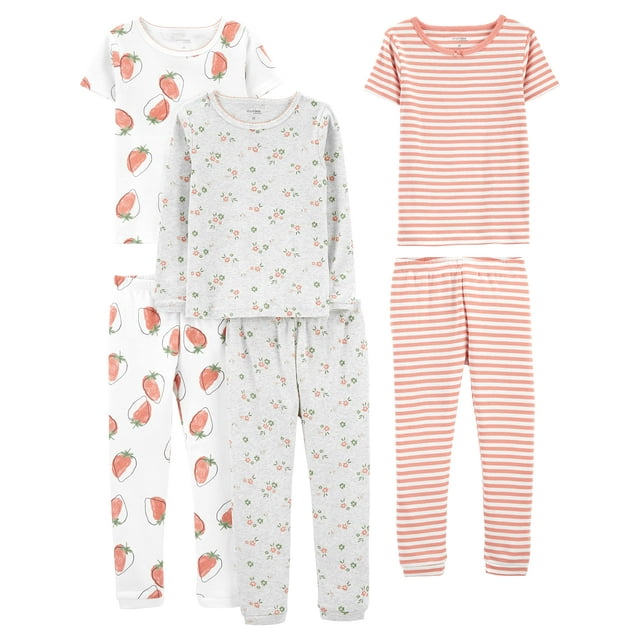 Conjunto de pijama Simple Joys de Carter's Girls, 6 piezas, 100% algodón