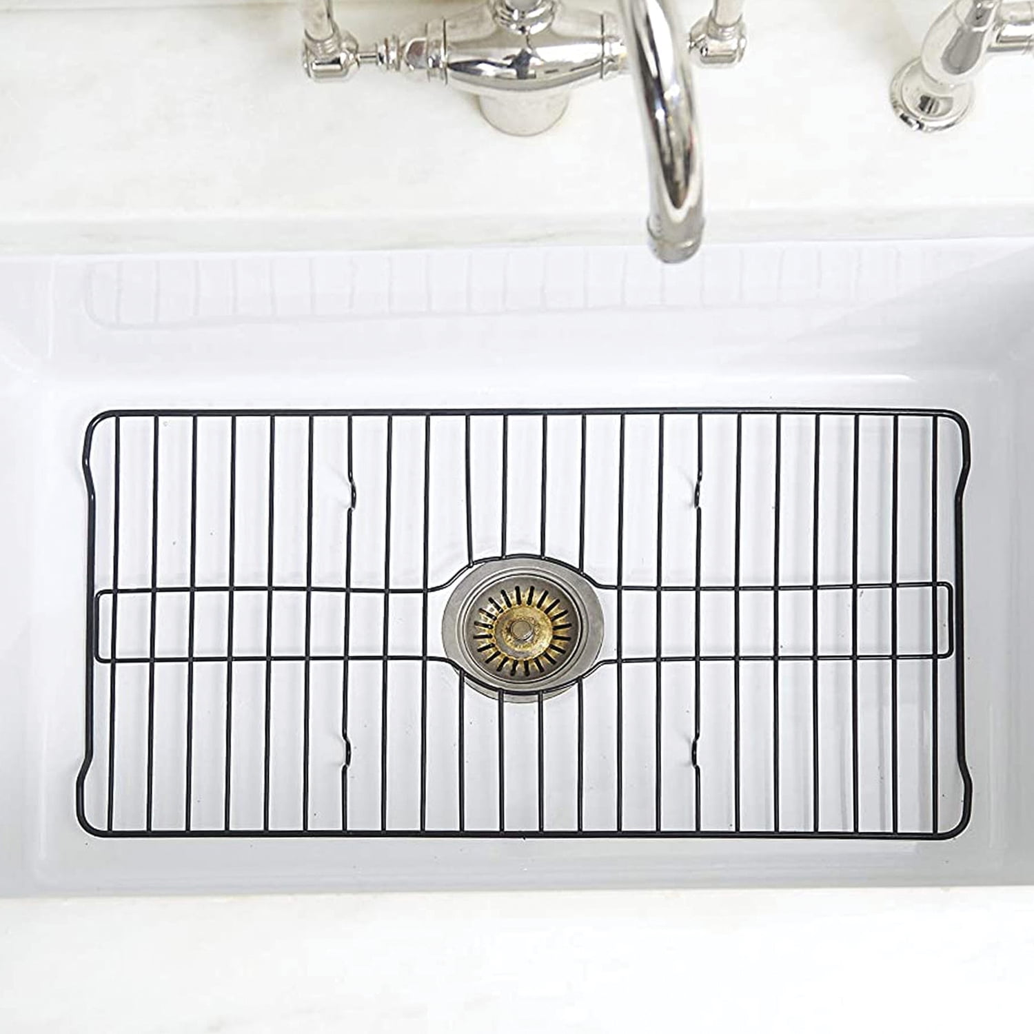 Better Houseware Extra-Large Coated Steel Sink Protector, Black