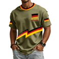 thumbnail image 3 of Soccer Cup 2026 Jersey for Men, Crew Neck Short Sleeve Deutschland Lightning Bolt Graphic Tee with Waffle Knit Texture - Breathable Performance Top for Match Day & Gym Army Green L, 3 of 6