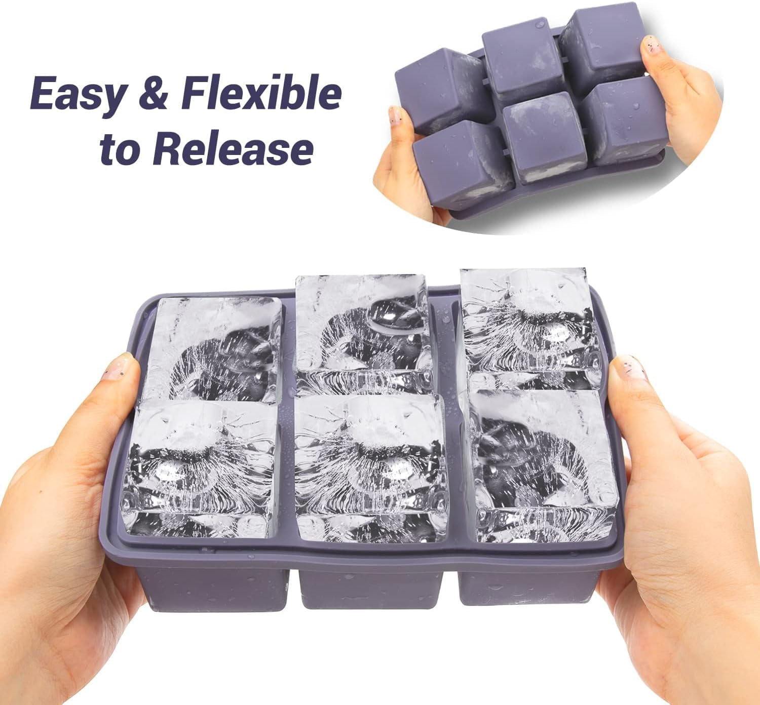 Food-Grade Silicone Ice Cube Tray with Lid and Storage Bin for Freezer, Easy-Release 2*36 Small Nugget Ice Tray with Spill-Proof Cover&Bucket, Flexible Ice Cube Molds with Ice Container, Scoop Cover