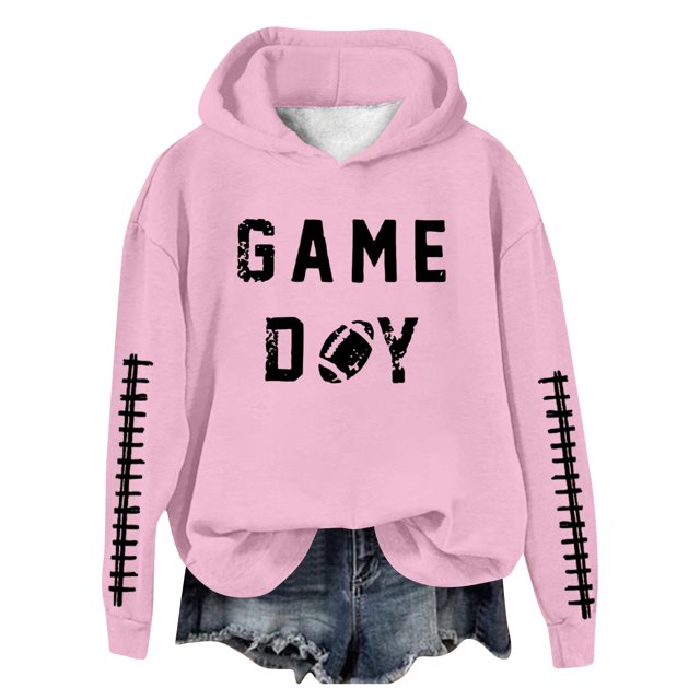WEAIXIMIUNG Sweat à Capuche pour Femmes, Imprimé Football Baseball, Col Rond et Manches Longues