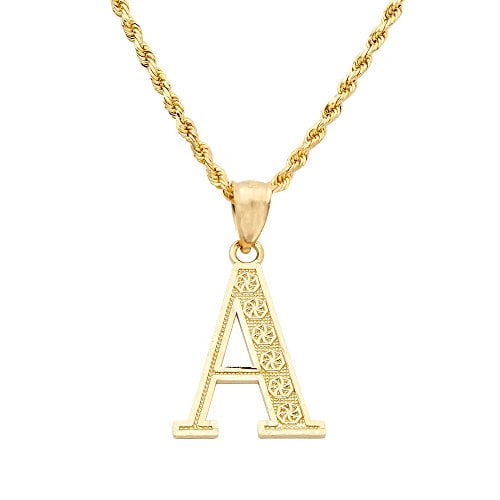 10k Yellow Gold Small Initial Pendant Necklace