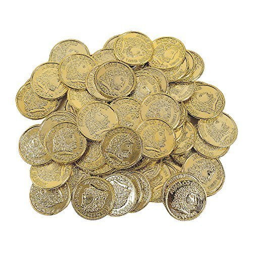 Plastic Gold Coins Toys 144 Pieces