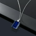 thumbnail image 5 of Gem Stone King 17.50 Cttw Blue Created Sapphire Pendant Necklace for Women in 925 Sterling Silver | Emerald Cut 18X13MM | With 18 inch Silver Chain, 5 of 5