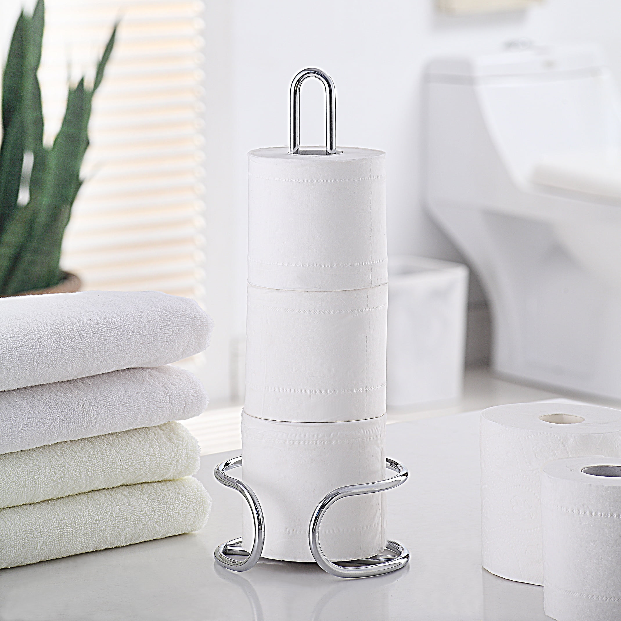 SunnyPoint Elite Heavy Weighted Sturdy Spare Toilet Paper Roll Holder Storage Stand