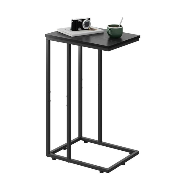 Mesa auxiliar WLIVE Black C Mesa auxiliar de 2 niveles de acero y madera