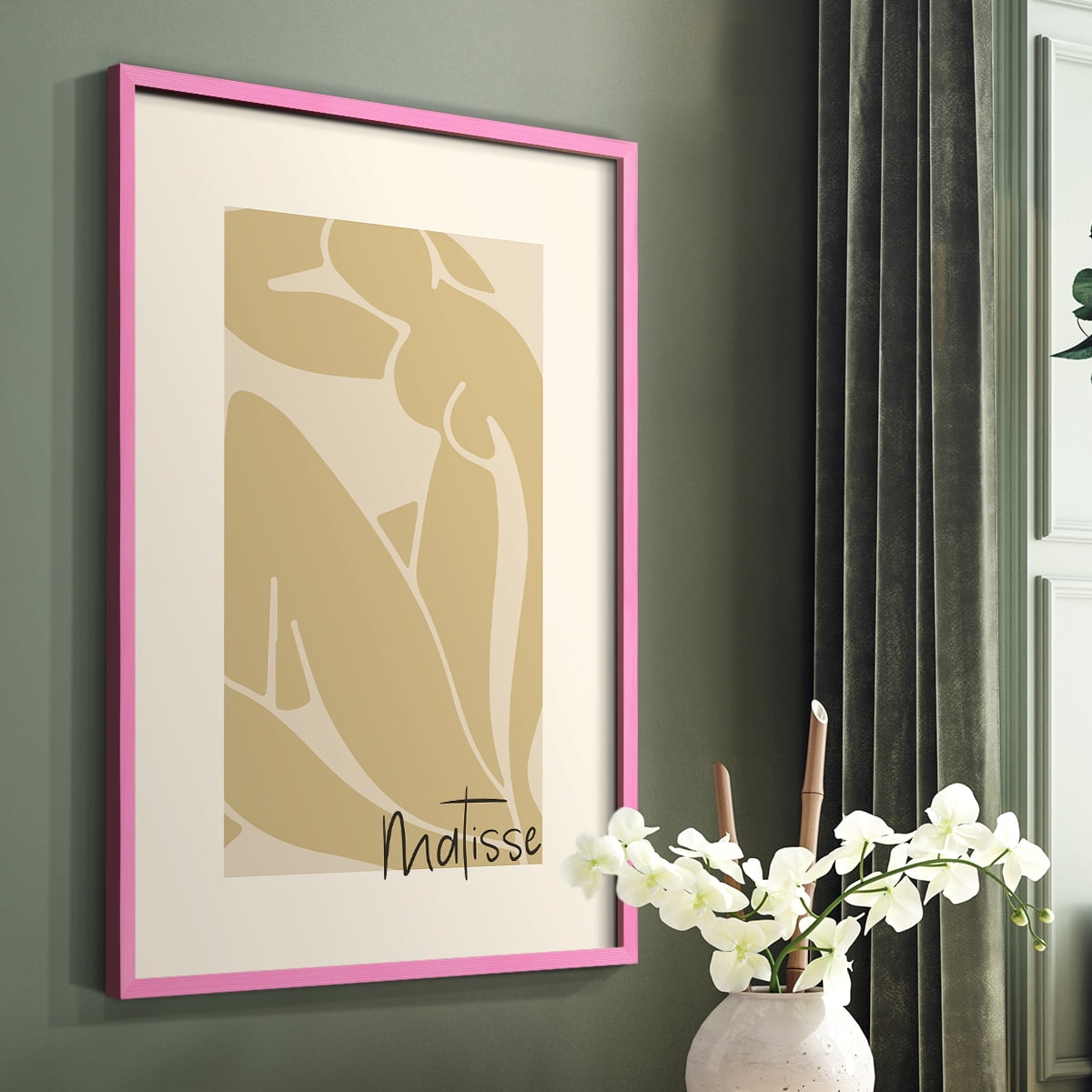 Matisse CCCV in Pink Solid Wood 11 x 14 Framed Print